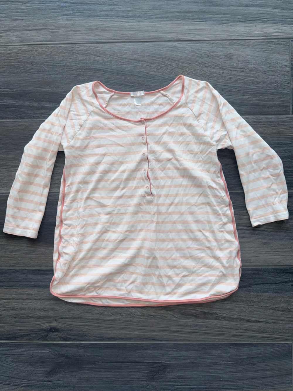 LAKE Henley Pink and White Pajama Top